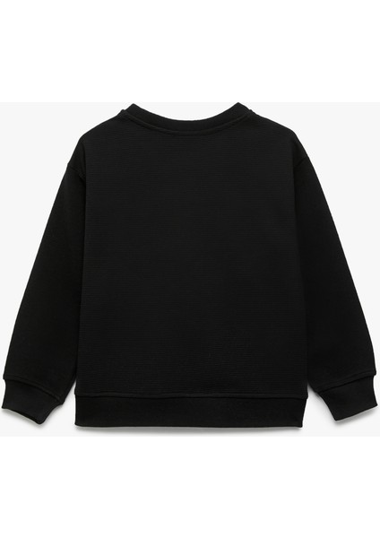 Uzun Kollu Bisiklet Yaka Şardonlu Basic Sweatshirt fiyatları