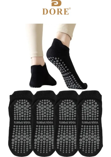 Orijinal Unisex Konfor Modeli 2 Çift Siyah Kaymaz Taban Pilates Yoga Için Kaydırmaz Patik Çorap Plates Bale Ve Spor Fitness