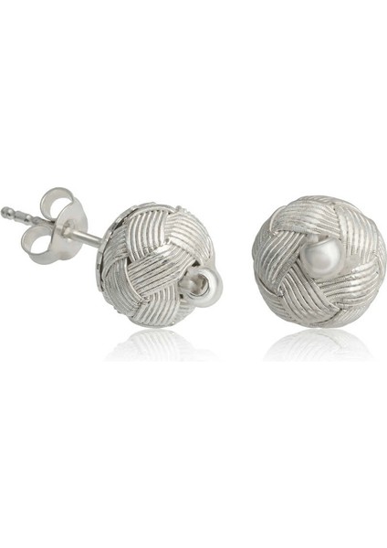 Gümüş Kazaziye Örgü Çivili Küpe