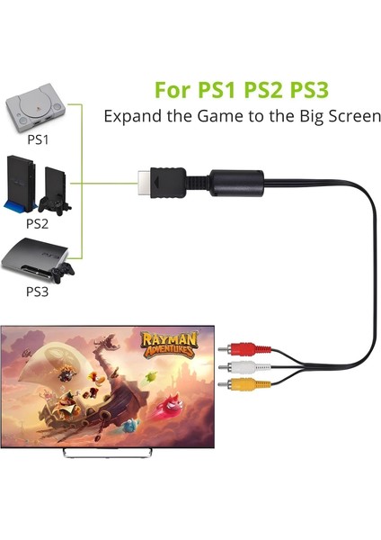 Playstation 2 & 3 1.8 Metre Av Kablosu 🎮 3 Rca Video & Ses Kablosu – Orijinal Kalite