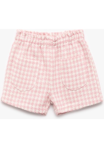 Beli Lastikli Cepli Düğmeli Tüvit Şort