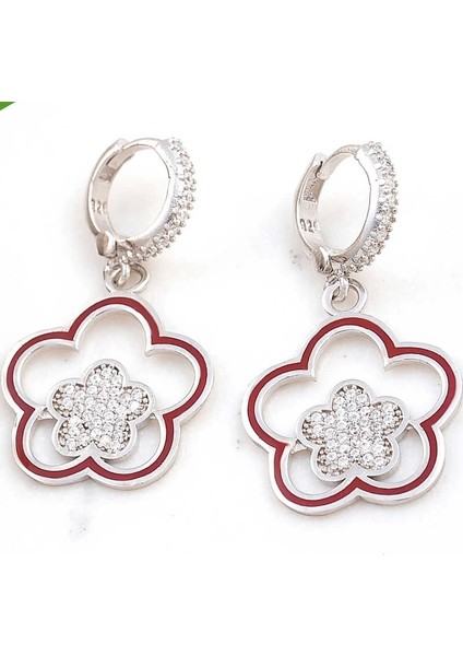 ​gümüş Sallantılı Çiçek Desenli Kadın Küpe