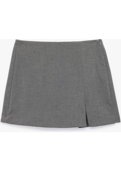 Standart Bel Fermuarlı Viskon Karışımlı Mini Şort Etek
