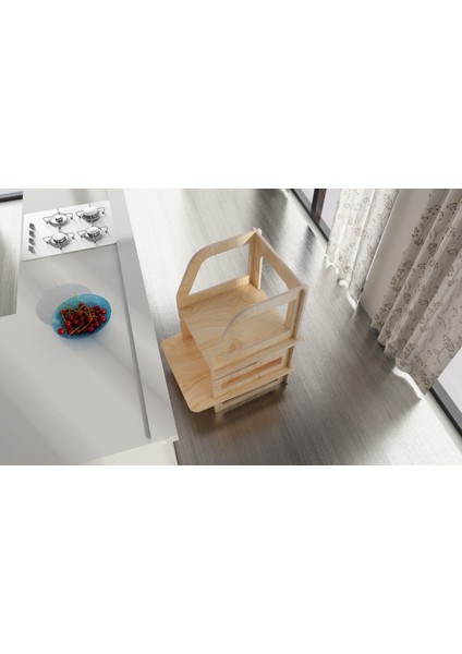 Bebek Mama Sandalyesi, Ahşap Mama Sandalyesi, Montessori 95 cm Mama ve Çocuk Oyun Sandalyesi