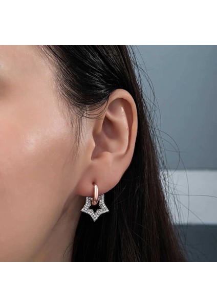 Gümüş Rose Sallantılı Yıldız Kadın Küpe fiyatları