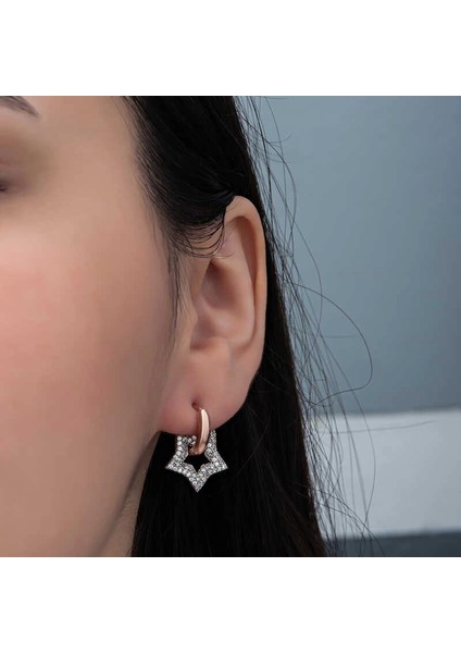 Gümüş Rose Sallantılı Yıldız Kadın Küpe fırsatları