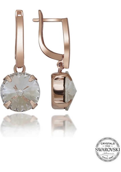 Swarovski Crystal Taşlı Gümüş Beyaz Sallantılı Kadın Küpe