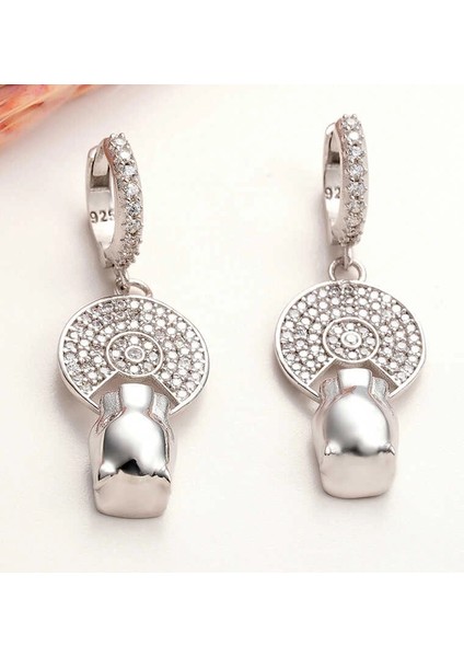 ​gümüş Sallantılı Kaplan Figürlü Kadın Küpe