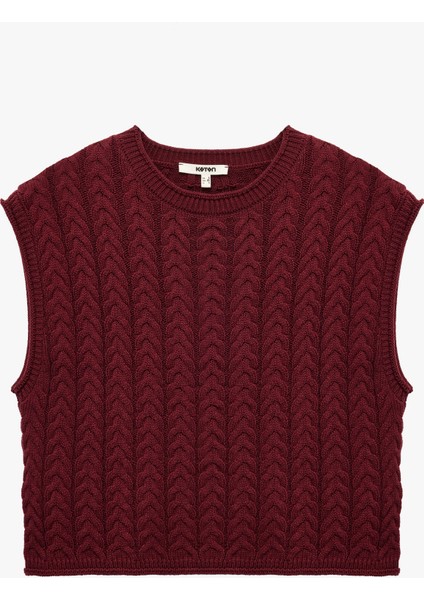 Kolsuz Bisiklet Yaka Saç Örgü Süveter