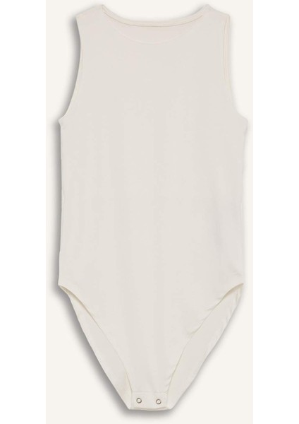 Slim Fit Dar Kesim Halter Yaka Basic Düz Çıtçıtlı Body F0357AX25SM