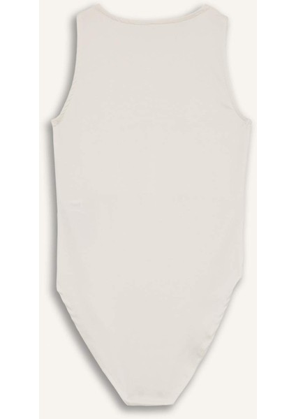 Slim Fit Dar Kesim Halter Yaka Basic Düz Çıtçıtlı Body F0357AX25SM