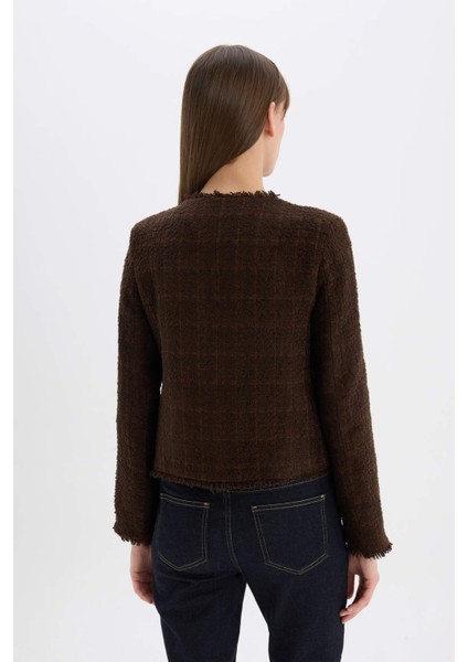 Regular Fit Bisiklet Yaka Tweed Blazer Ceket D8460AX24AU