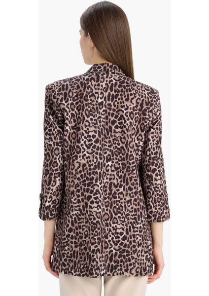 Relax Fit Leopar Desenli Blazer Ceket E1483AX25SM