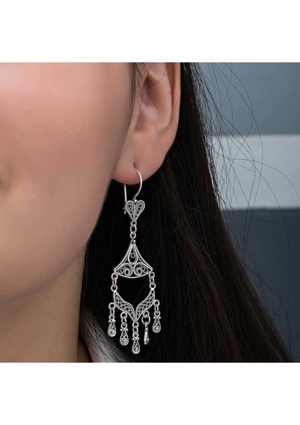 Gümüş Telkari Sallantılı Kadın Küpe modelleri