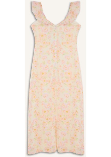 Çiçekli Şifon Kolsuz Maxi Elbise E8343AX25SP