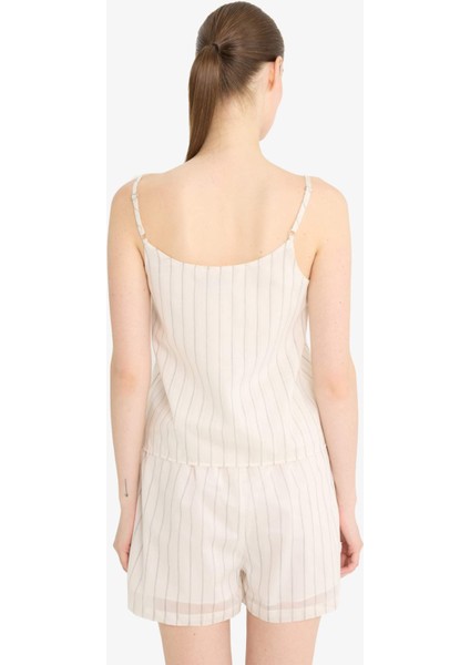 Regular Fit Kare Yaka Çizgili Modal Askılı Bluz F0397AX25SP