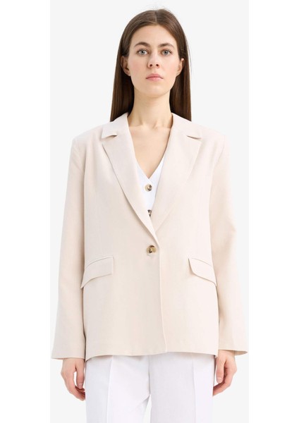 Oversize Geniş Kalıp Keten Karışımlı Blazer Ceket Z2536AZ25SP