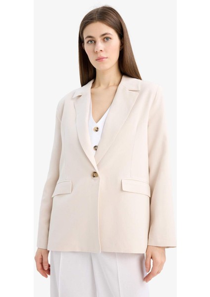 Oversize Geniş Kalıp Keten Karışımlı Blazer Ceket Z2536AZ25SP