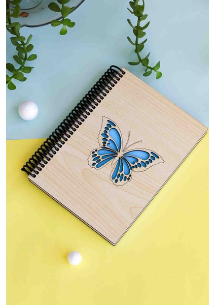 Kelebek Figürlü Ahşap Defter Çizgisiz 100 Yaprak (A5) fiyatları