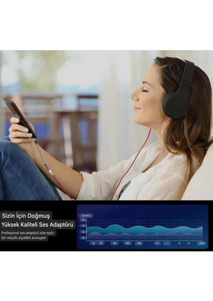 Type-C To 3.5mm Jack Aux Dac Çip+Hi-Fi Ses Teknolojisi Ce Lisanslı Kulaklık Çevirici Dönüştürücü Hasır Örgülü Sağlam Orjinal