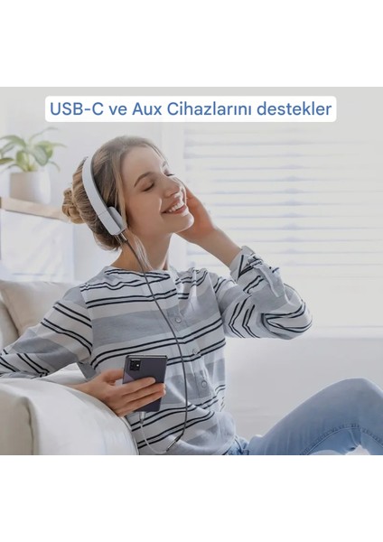 Type-C To 3.5mm Jack Aux Dac Çip+Hi-Fi Ses Teknolojisi Ce Lisanslı Kulaklık Çevirici Dönüştürücü Hasır Örgülü Sağlam Orjinal