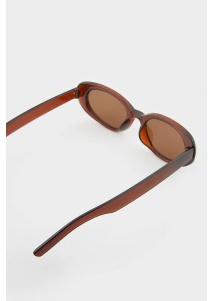 Kadın Yuvarlak Kahve Plastik Çerçeve Kahve Cam UV Güneş Gözlüğü F0583AXNS