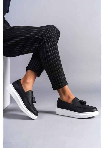 J154 Blaze Bağcıksız Püsküllü Cilt Erkek Günlük Spor Klasik Ayakkabı Cbt - Siyah modelleri