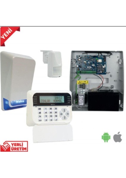 Pars TSP-5324LCDA, Gsm/gprs Alarm Seti. 1XTSP5324 4+4 Zon Panel, 1XTSK-5710 LCD Keypad, 1xtss