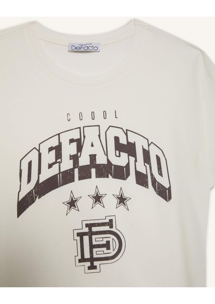 Regular Fit Bisiklet Yaka Baskılı Kısa Kollu Tişört F1208AX25SP