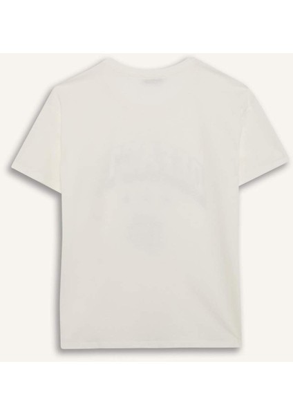 Regular Fit Bisiklet Yaka Baskılı Kısa Kollu Tişört F1208AX25SP