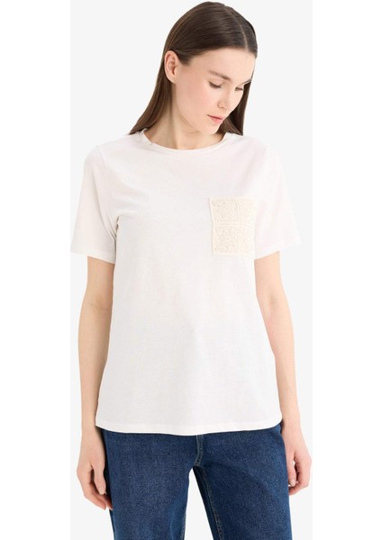 Regular Fit Bisiklet Yaka Basic Düz Penye Kısa Kollu Tişört F1152AX25SM