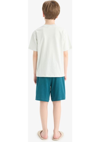 Erkek Çocuk Pijama Takımı Kısa Kollu Üst Esnek Belli Şort F1735A825HS