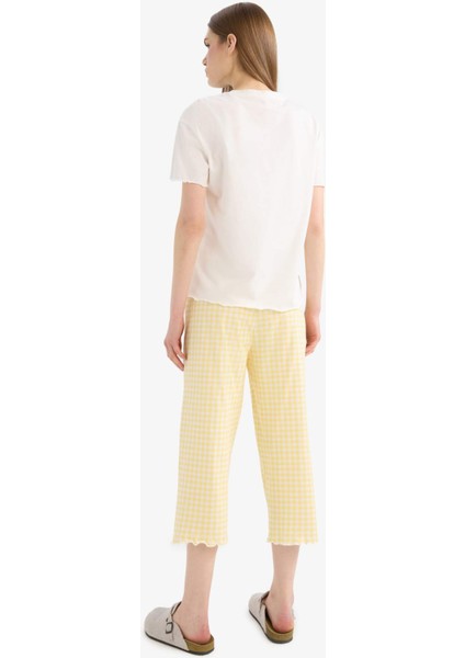 Pijama Takımı Kısa Kollu Üst Esnek Belli Uzun Alt-Fall in Love F1595AX25SM