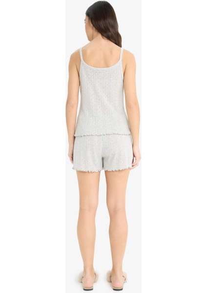 Pijama Takımı Askılı Üst Esnek Belli Şort-Fall in Love E9830AX25SM
