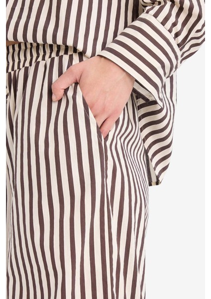 Wide Leg Kumaş Pantolon Çift Cepli Yüksek Bel Geniş Paça F0259AX25SM