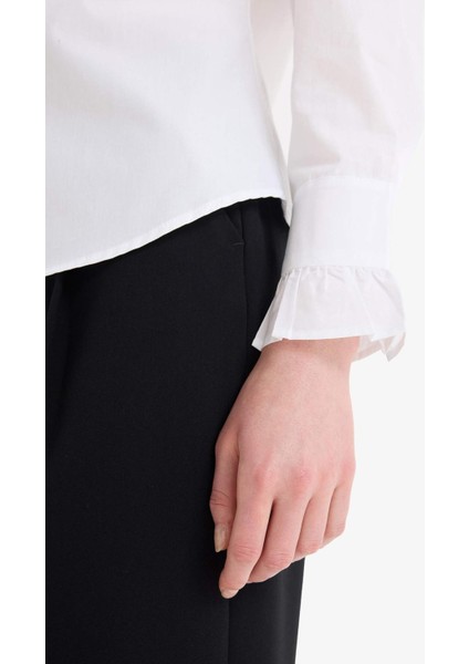 Regular Fit Geniş Yakalı Poplin Uzun Kollu Tesettür Gömlek Tunik F2731AX25SM