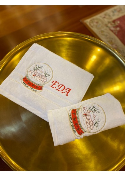 Kişiye Özel Isimli - Kar Küresi Nakışlı - Havlu fiyatları