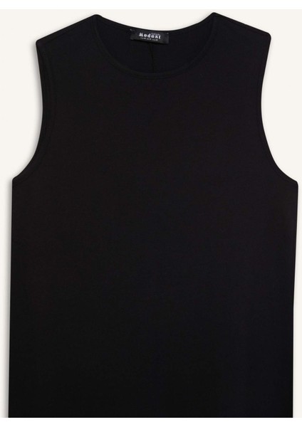 Regular Fit Bisiklet Yaka Basic Düz Penye Kolsuz Midi Elbise C9686AX25SM