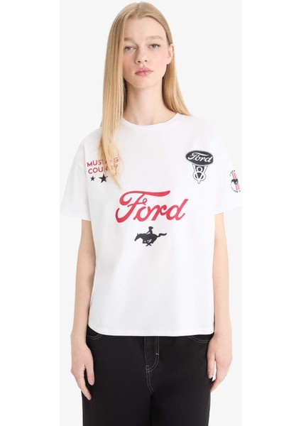 Coool Ford Motor Company Oversize Geniş Kalıp Sırt Baskılı Kısa Kollu Tişört F2399AX25SM