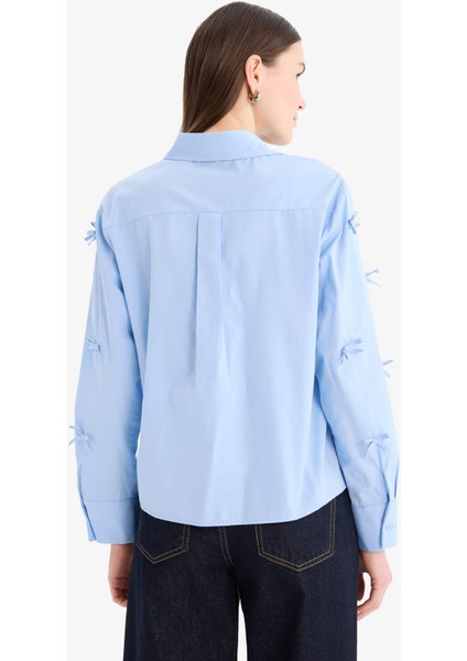 Regular Fit Fiyonklu Poplin Uzun Kollu Gömlek Tunik F2724AX25SP