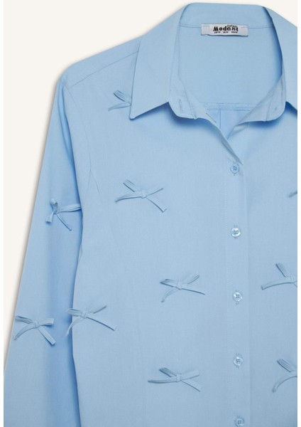 Regular Fit Fiyonklu Poplin Uzun Kollu Gömlek Tunik F2724AX25SP