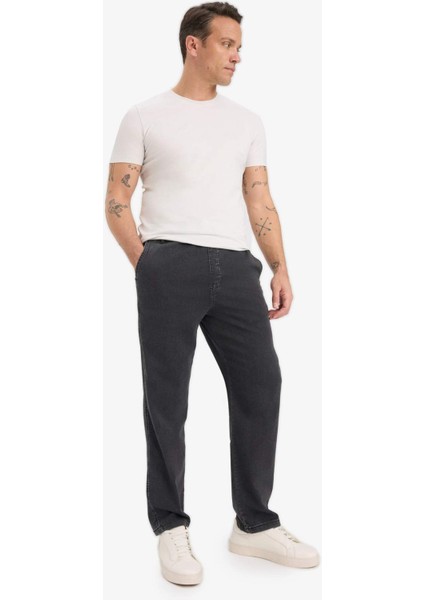 Yazlık Wide Leg Geniş Kalıp Beli Lastikli Geniş Paça Jean Kar Yıkamalı Pantolon F2949AX25SP