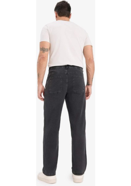 Yazlık Wide Leg Geniş Kalıp Beli Lastikli Geniş Paça Jean Kar Yıkamalı Pantolon F2949AX25SP