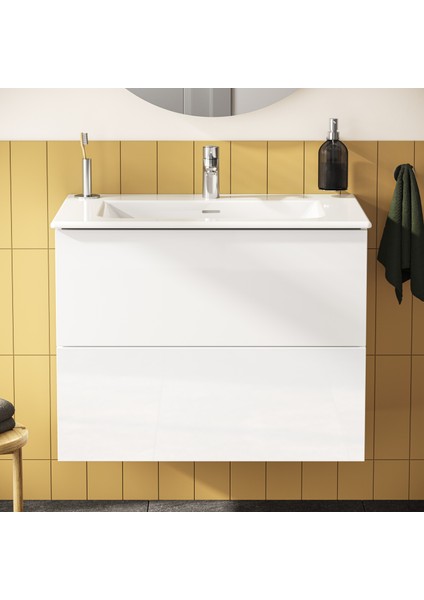 Metropole Pure 67336 Lavabo Dolabı, 2 Çekmeceli, Parlak Beyaz, 80 cm fiyatları