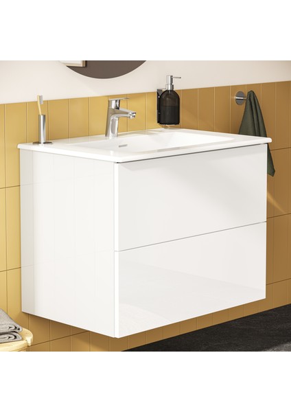 Metropole Pure 67336 Lavabo Dolabı, 2 Çekmeceli, Parlak Beyaz, 80 cm modelleri