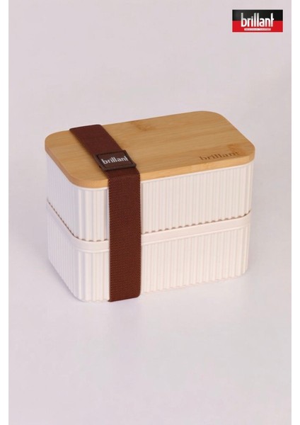 Zebra 2'li Bambu Kapaklı Lunch Box - 0,5 Lt + 0,5 Lt - Saklama Kabı