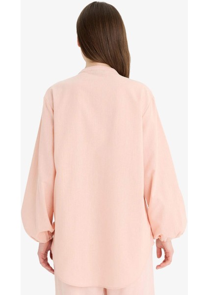 Regular Fit Flamlı Pamuk Uzun Kollu Gömlek Tunik E1759AX25SM