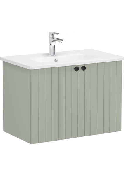 Root Groove 69295 Lavabo Dolabı, Kapaklı, Mat Retro Yeşil, 80 cm
