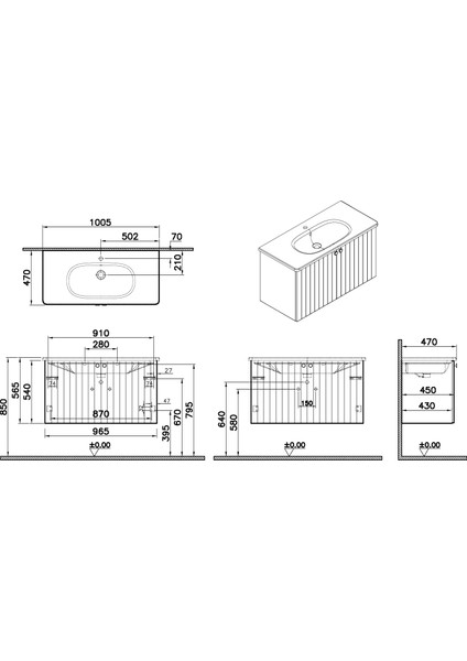 Root Groove 69316 Lavabo Dolabı, 100 Cm, Mat Retro Yeşil fiyatları