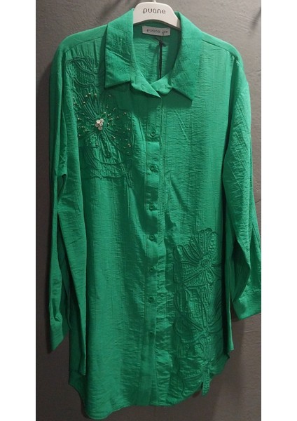 Kadın Göğüs ve Etek Kısmı Nakış Detaylı Üst Düzey Kumaş Işçilik Detay Tunik Gömlek modelleri